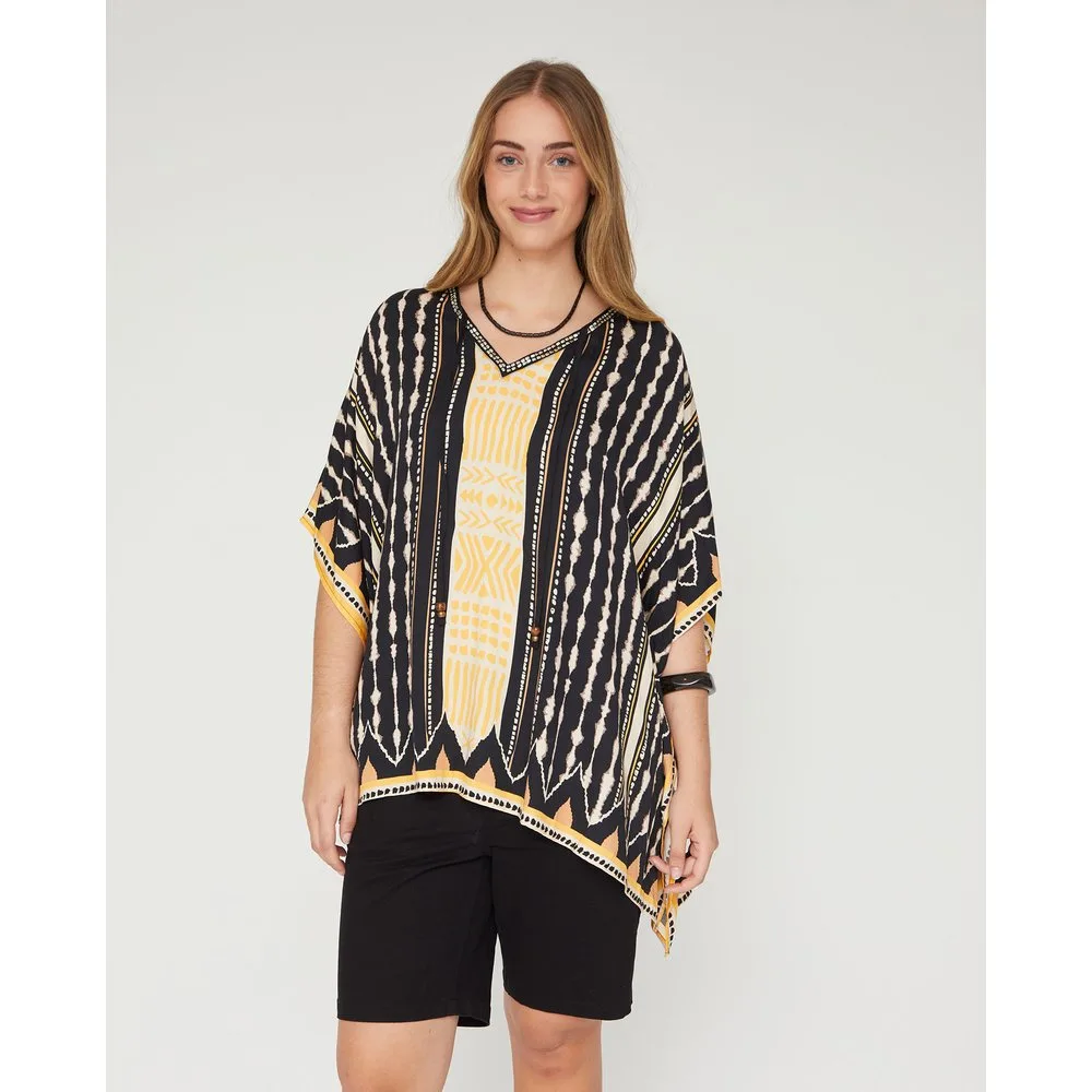 Kaftan con escote pico y abalorios - October - FashionsVida