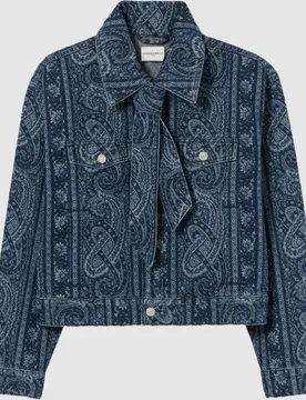 Cazadora de mujer denim estampada con cuello camisero y lazo - CLAUDIE PIERLOT - FashionsVida