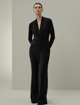 Maglia Avvolgente Seta Breeze Nera XS - Elegante, Leggera e Traspirante in Jersey Elasticizzato