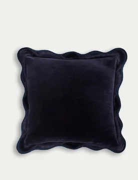 M&S Velvet Scallop Cushion Navy - M&S - FashionsVida