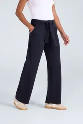 High Waisted Womens Straight Leg Trousers - Navy - Navy - Size: 16
