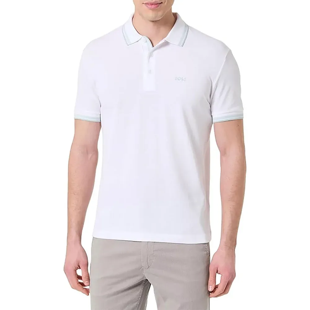 Polo A Maniche Corte Paddy 1021663 Green Open White XL - BOSS - FashionsVida