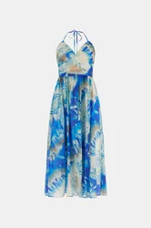 Abito con stampa floreale donna blu