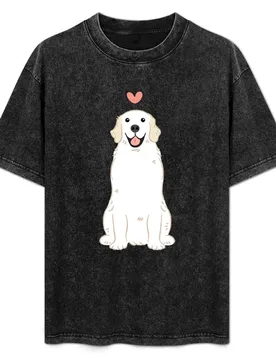 LOVE White Cream Golden Retriever - Gray background T-Shirt - Aliexpress - FashionsVida