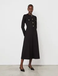 Ponte Jersey Button Front Midi Dress Black female