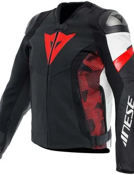 Giubbotto Moto in Pelle AVRO 5 Nero Rosso lava Bianc taglia 54 - Dainese - FashionsVida
