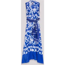 Vestido midi estampado con lazada