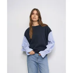 Jersey combinado con camisa de mujer