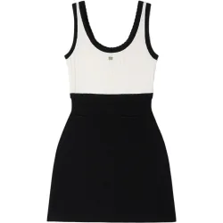 Vestido de punto corto bicolor con tirantes