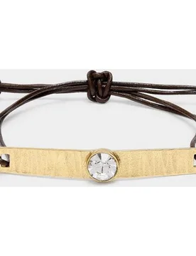 Pulsera de cordón con placa y circonita central - Parfois - FashionsVida