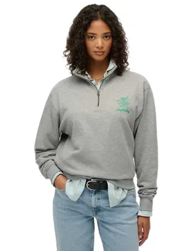 Pull à Demi-zip Country Club Crest Grey Marl L