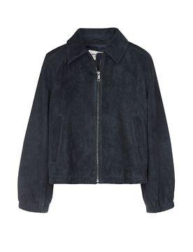 Chaqueta de cuero azul oscuro 34