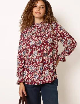 Women's Dark Red Long Sleeve Slip On Turtleneck Blouse Size: Medium/Large - Dark Red - Size: M/L - Blue Vanilla - FashionsVida