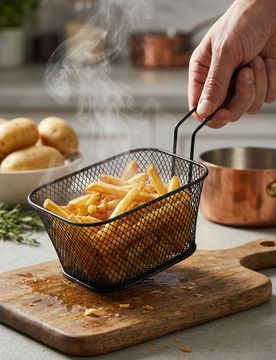 Cestino per patatine fritte con manico - nero