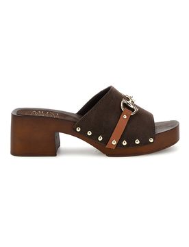 Sandalo marrone in pelle con tacco e borchie Must Have 11938 36