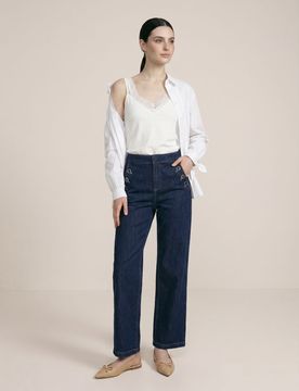 Top con spalline sottili e pizzo - panna