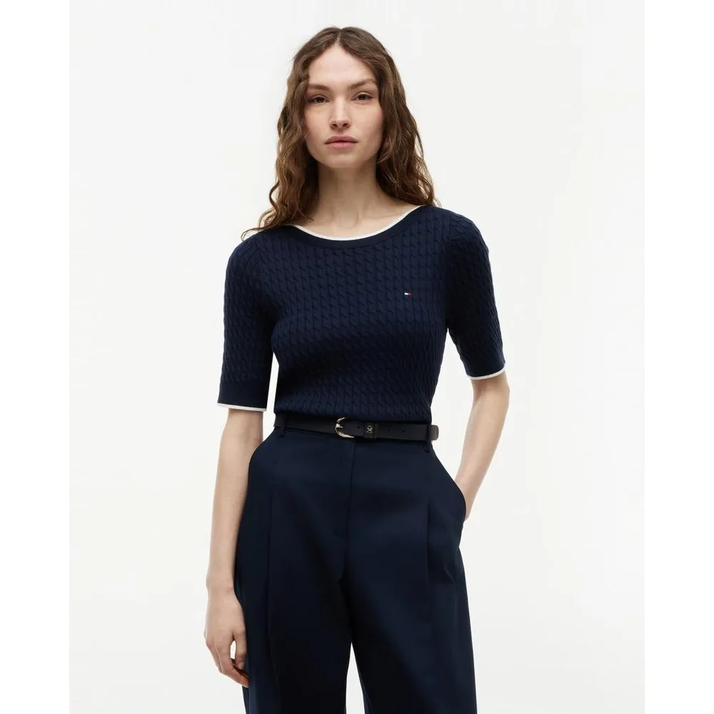 Jersey de mujer de manga corta y cuello barco - Tommy Hilfiger - FashionsVida