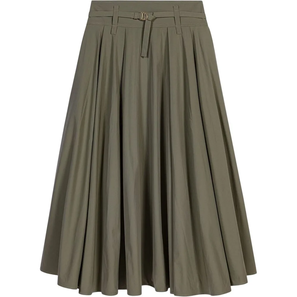 Falda midi plisada de talle alto de algodón - Maje - FashionsVida
