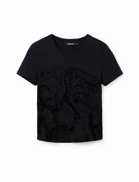 T-shirt illustration relief BLACK S female - Desigual - FashionsVida