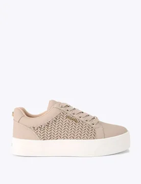 Lace Up Woven Platform Trainers Beige female - Carvela - FashionsVida