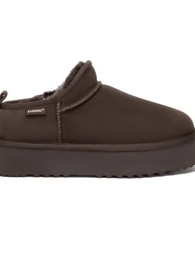 Women's Real Sheepskin Partridge Classic Ultra Mini Platform Boots with EVA Sole in Chocolate Size: 6 - Chocolate - Size: 6 - EverAu Australia - FashionsVida