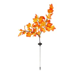 XL-Solar-Gartenstecker Blätterzweig "Ahornblatt" orange