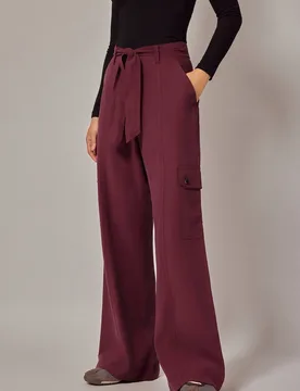Women's Maxine Wide Leg Trousers in Wine Size: 20 - Wine - Size: 20 - Finery London - FashionsVida