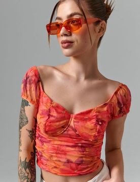 Blusa con arricciatura - multicolor