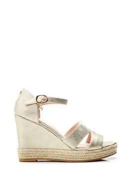 Womens Rikolia Gold Heels Faux Leather - Size Eu 41 - Moda in Pelle - FashionsVida