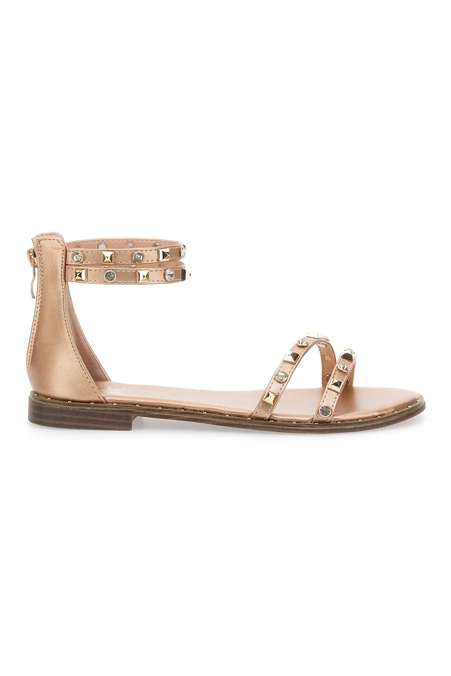 Sandali Flat Oro Rosa Con Borchie 2535 37 - ME & ME - FashionsVida