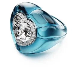 Anello cocktail Dulcis, Taglio Heart, Pavé, Cuore, Blu 55