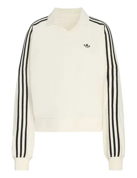 Originals Terry Towel V Neck Longsleeve Polo Off White L Damen - Adidas - FashionsVida