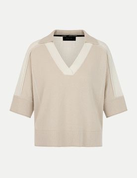 Cain Zweifarbiger V-Pullover Beige 42