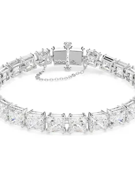 Bracciale Tennis Matrix, Bianco, Placcato rodio OS - Swarovski - FashionsVida