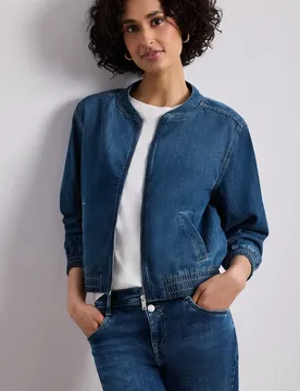 Blouson im Denim-Look mit Zipper female Blau