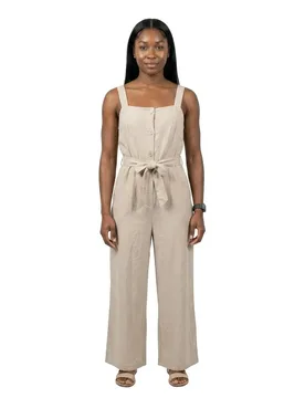 Tuta Senza Maniche Caro Linen Oxford Tan L - Only - FashionsVida