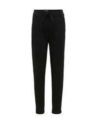 Pantalone regular fit nero in viscosa stretch con coulisse