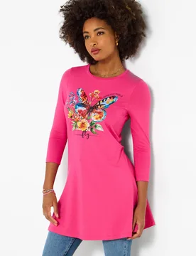 Women's Butterfly Graphic Tunic Top in Pink Size: 14 - Pink - Size: 14 - Joe browns - FashionsVida