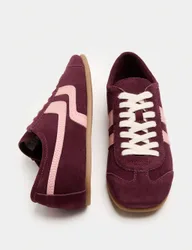 Suede Side Stripe Retro Runner Trainers Burgundy female