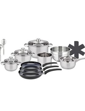 Basic Topfset "Galactica" mit Hohlgriffen, 15-teilig silber