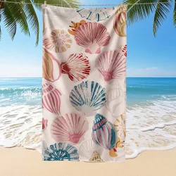 Pieza Toalla de playa estampada, toalla de playa/baño con patrón de cangrejo y concha, toalla de playa de estilo de moda, toalla de baño súper abs