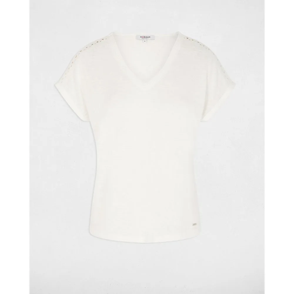 Camiseta de mujer cuello v manga corta - Morgan - FashionsVida