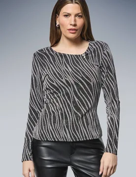 Abstract Metallic Jersey Bar Detail Top - Silver - Size: 22 - Wallis - FashionsVida