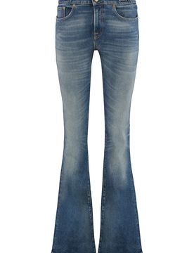 Women's Bootcut Jeans with a Vintage Wash and Metallic Details