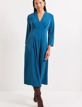 Women's Tailored Crepe Fit & Flare Midi Dress in Teal Size: 18 - Teal - Size: 18 - Debenhams - FashionsVida