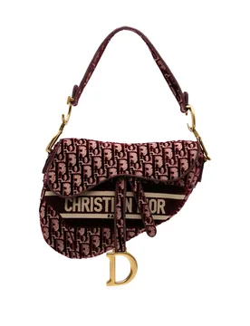 Oblique Velvet Embroidered Saddle Bag - Dior - FashionsVida