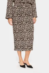 IlyssaSZ Elastic Waist Midi Skirt - Beige - Size: L