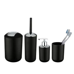 Bad-Accessoire-Set "Brasil" Schwarz 4-tlg