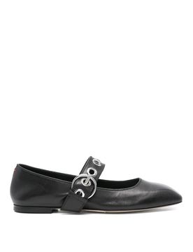 Uma Eyelet Nappa in pelle nera