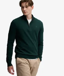 Superdry Herren Essential Pullover mit Halbzip Schmale Passform Green - Größe: Xxxl